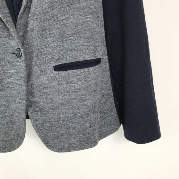J. Crew Contrast Wool Blend Blazer Women's Size 8 Gray Navy Career Workwear - Picture 2 of 9